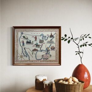 Vintage Embroidered Historical Map of the United States.